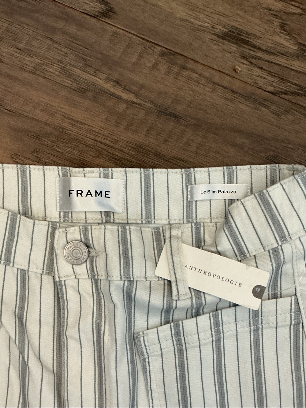 Frame Le Slim Palazzo 27 HighRise white/blue stripe  Wide Leg Jeans - Picture 3 of 11